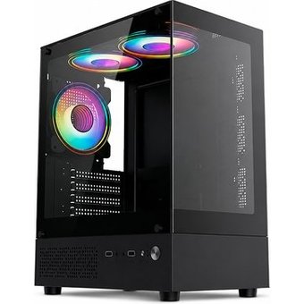 Gabinete Gamer Liketec Quest, Mid-Tower, M-ATX,Frontal e Lateral em Vidro Temperado, 3x Fans, Preto - LC-MX-QUEST-SF