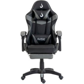 Cadeira Gamer Rise Mode X06, Ângulo Ajustável, Até 120Kg, Apoio Para os Pés Retrátil, Preto e Cinza - RM-CG-X06-BG