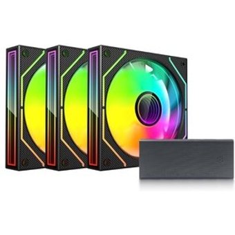 Kit com 3 Ventoinhas C3Tech F9-L660BK, 120mm, ARGB, Com Controladora, Preto - F9-L660BKRGB