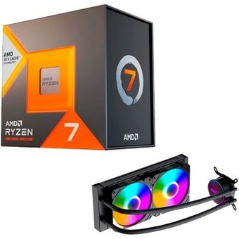 Processador AMD Ryzen 7 7800X3D, 4.2GHz (5.0GHz Max Turbo), Cache 104MB, 8 Núcleos, 16 Threads, AM5, Com Vídeo Integrado - 100-100000910WOF + Water Cooler MACH1 Logic, RGB, 240mm, AMD e Intel, Preto - GK240