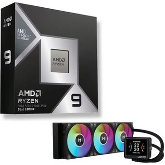 Processador AMD Ryzen 9 9950X3D2, 4.3GHz (5.7GHz Max Turbo), Cache 144MB, 16 Núcleos, 32 Threads, AM5, Com Vídeo Integrado - 100-100001978WOF + Water Cooler MACH1 GLACIAL, ARGB, 360mm, AMD e Intel, Preto - IMV360BK