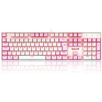 Teclado Mecânico Gamer Redragon Single Color Mitra, Switch Blue, ABNT2, Branco e Rosa - K551WP (PT-BLUE)