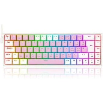 Teclado Mecânico Gamer Redragon Castor, RGB, Switch Brown, ABNT2, Rosa e Branco - K631PW-RGB (PT-BROWN)