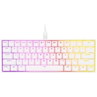 Teclado Gamer Mecânico CORSAIR K65 RGB MINI 8000hz, LED RGB, 60%, Teclas CHERRY MX SPEED, USB 3.0, Branco - CH-9194114-NA