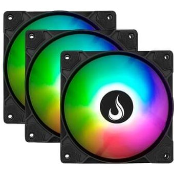 Kit com 3 Ventoinhas Rise Mode X Led Rainbow, 120mm, Preto - RM-XLD-01-RBW