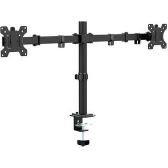 Suporte de Mesa Articulado para 2 Monitores de 13" a 32" Ergofirst, Ajuste de Inclinação, Altura e Giro, Preto - G01-C024