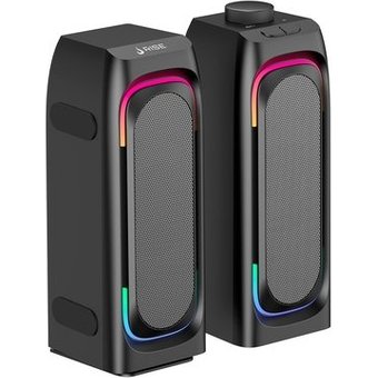 Caixa de Som Gamer Rise Mode Laser S1, RGB Rainbow, Bluetooth e P2 3.5mm, 5Wx2, Preto - RM-SPL-01-RGB
