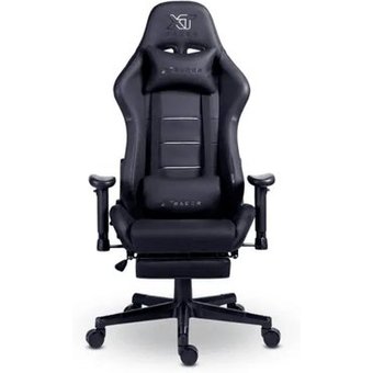 Cadeira Gamer XT Racer Attack, Até 120Kg, Reclinável, Apoio de Pés Retrátil, Cilindro de Gás Classe 4, Couro PU, Preta e Prata - XTR-060