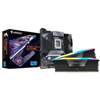 Memória RAM Corsair Vengeance RGB, 32GB (2x16GB) + Placa Mãe Gigabyte B760M AORUS ELITE GEN5