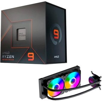 Processador AMD Ryzen 9 7900X, 4.7GHz (5.6GHz Max Turbo), Cache 76MB, 12 Núcleos, 24 Threads, AM5, Com Vídeo Integrado - 100-100000589WOF + Water Cooler MACH1 Logic, RGB, 240mm, AMD e Intel, Preto - GK240
