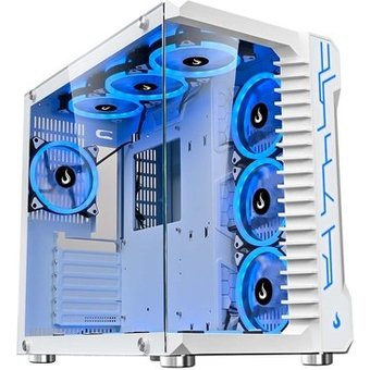 Gabinete Gamer Rise Mode Galaxy Glass, Mid Tower, ATX, Lateral e Frontal em Vidro Temperado, Sem FANs, Branco - RM-GA-GG-FW