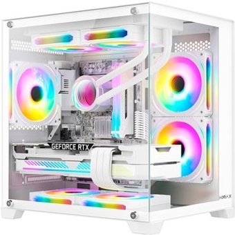 Gabinete Gamer Hyrax HGB705, Mini Tower, Frontal e Lateral em Vidro, Sem FANs, Branco - HGB705W