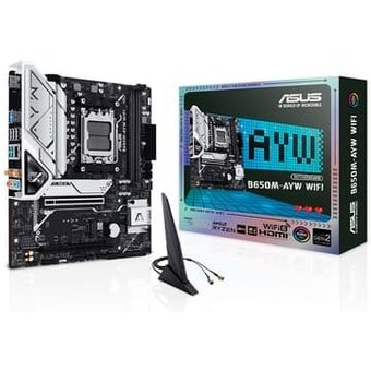Placa Mãe ASUS B650M-AYW Wi-Fi, AM5, mATX, DDR5, Wi-fi, Bluetooth - 90MB1KI0-M0EAY0
