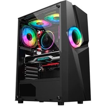 Gabinete Gamer Kalkan Muspel, Mid Tower, ATX, Lateral em Vidro Temperado, Sem FANs, Preto - KLK00035