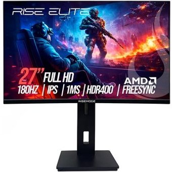 Monitor Gamer Rise Mode Prime 27", FHD, 180Hz, 1ms, IPS, FreeSync, HDR 400, HDMI e DP, Altura Ajustável, Preto - RM-MOGL-27F180FH-B