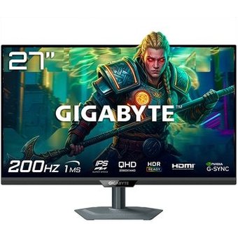 Monitor Gamer Gigabyte 27", QHD, 200Hz, 1ms, IPS, Adaptive-Sync, G-Sync, HDR 400, USB-C, Altura Ajustável, Preto - M27Q2 QD
