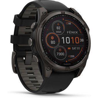 Garmin Smartwatch Fenix 8 - 47 mm Solar Sapphire Graphit Carbongrau Titan DLC 010-02906-11