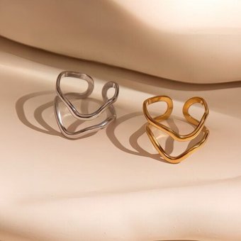 Größenverstellbarer WAVE DOUBLE Ring von Elektropulli