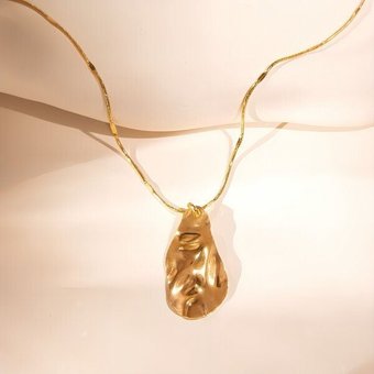 ELEKTROPULLI Superfeine zeitlose Kette 1mm schmal mit Structure Anhänger, Set mit Ohrringen