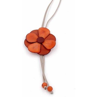 Mekhada Tagua Kette "Florosa Mate",Länge ca.105 cm am Textilband Steinnuß (Naturprodukt), Fairtrade