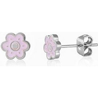 Lila Flower Power Blumen Ohrstecker in 7mm x 6mm von Elektropulli