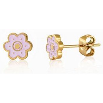 Lila Flower Power Blumen Ohrstecker in 7mm x 6mm von Elektropulli