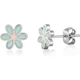 TĂĽrkise Flower Power Blumen Ohrstecker in 8mm x 7mm von Elektropulli
