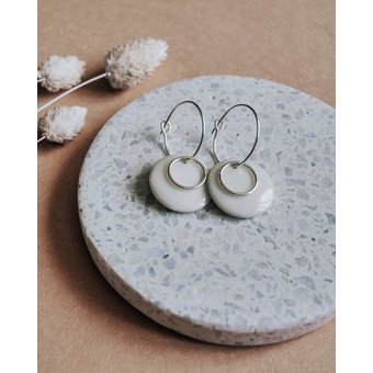 lille mus Creolen 'Ring' mit Porzellan-Anhänger Porzellanschmuck