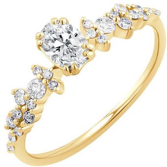 Eppi Verlobungsring mit Moissanit und Lab Grown Diamanten Mica