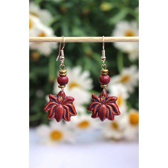 Schönes aus Indochina Schmuck Ohrringe aus Keramik Lotus, Blume und Fächer
