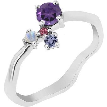 Eppi Lila Cluster Ring mit Amethyst und Edelsteinen Roche