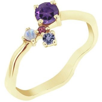 Eppi Lila Cluster Ring mit Amethyst und Edelsteinen Roche