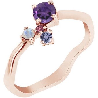 Eppi Lila Cluster Ring mit Amethyst und Edelsteinen Roche