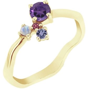 Eppi Silberner Cluster Ring mit Amethyst und Edelsteinen Roche