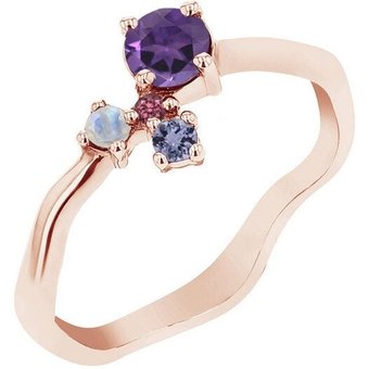 Eppi Silberner Cluster Ring mit Amethyst und Edelsteinen Roche