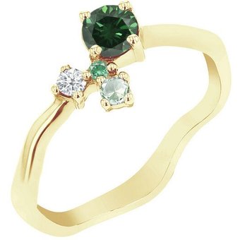 Eppi Cluster Ring mit grünem Diamanten und Edelsteinen Roche