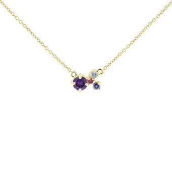Eppi Silberne Cluster Kette mit Amethyst und Edelsteinen Millie