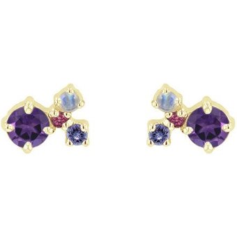 Eppi Silberne Cluster Ohrringe mit Amethysten und Edelsteinen Kerrie