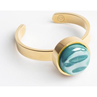 ALEXASCHA Größenverstellbarer Ring mit Stein | Goldring