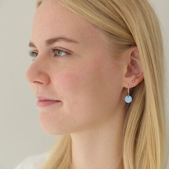 BELLYBIRD Jewellery Ohrringe - emailliertes Plättchen, Anhänger aus Silber mit Emaille