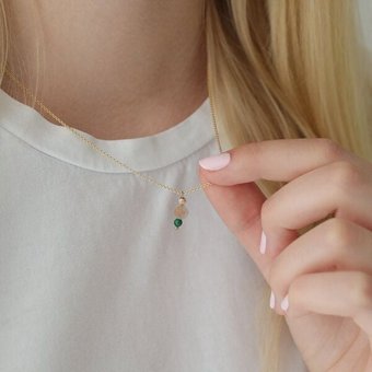 BELLYBIRD Jewellery Halskette - Anhänger mit Turmalin & Halbedelsteinen, Kette Silber/ Silber vergoldet