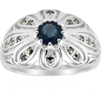 Blauer Saphir-Silberring (Annette classic)