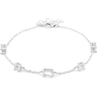 Weißer Topas-Silberarmband