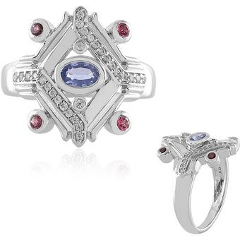 Nicht erhitzter Blauer Ceylon-Saphir-Silberring