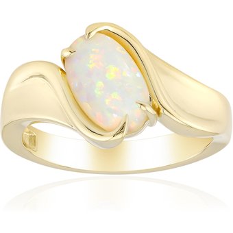Brasilianischer Weißer Opal-Goldring