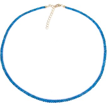 Neonblauer Apatit-Silberhalskette
