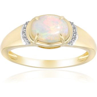 Brasilianischer Weißer Opal-Goldring