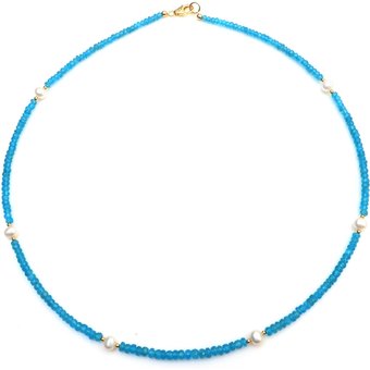 Neonblauer Apatit-Silberhalskette