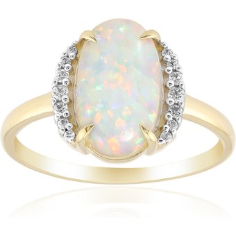 Brasilianischer Weißer Opal-Goldring