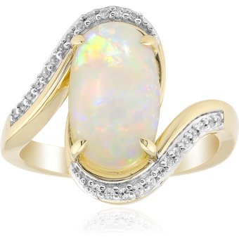 Brasilianischer Weißer Opal-Goldring
